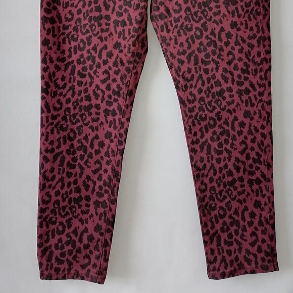Social Standard by Sanctuary Wine Sketchy Cheetah Ankle Skinny Jeans Size 12 - Picture 3 of 9